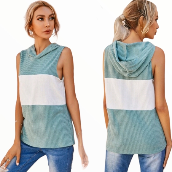 🍉5 for $25* Hooded Colorblock Tank - Picture 1 of 8